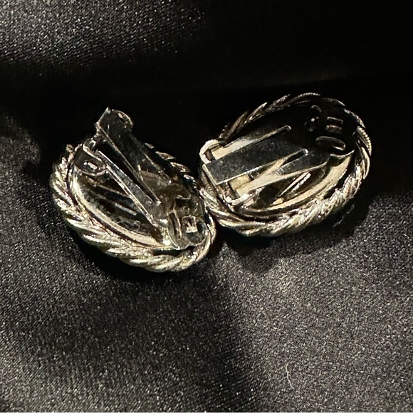 Vintage Silver Tone Dentritic Green And White Moss Agate Brooch Pendant Earrings - Picture 4 of 4